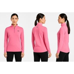 Under Armour Pullover Womens Size Small Petite Pink Quarterzip Long SleeveSporty